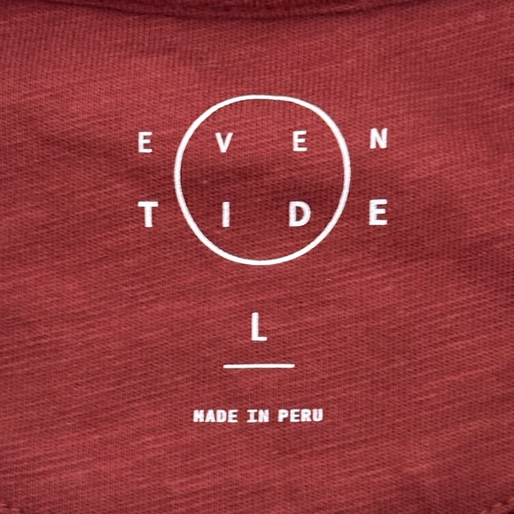 Men’s Even Tide Large Henley Short Sleeve T-Shirt Top Tee Burgundy Cotton NWT - Picture 7 of 9